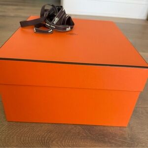 Hermes Orange Storage Box with Brown Ribbon